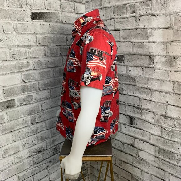 North River Hot Rod USA Stars & Stripes Short Sleeve Button Up Shirt - Picture 6 of 11